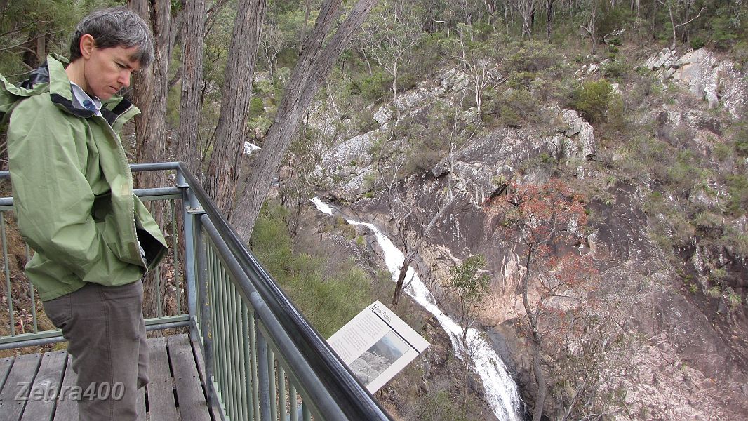 26-Heidi reads up on the history of the Boonoo Boonoo River.JPG